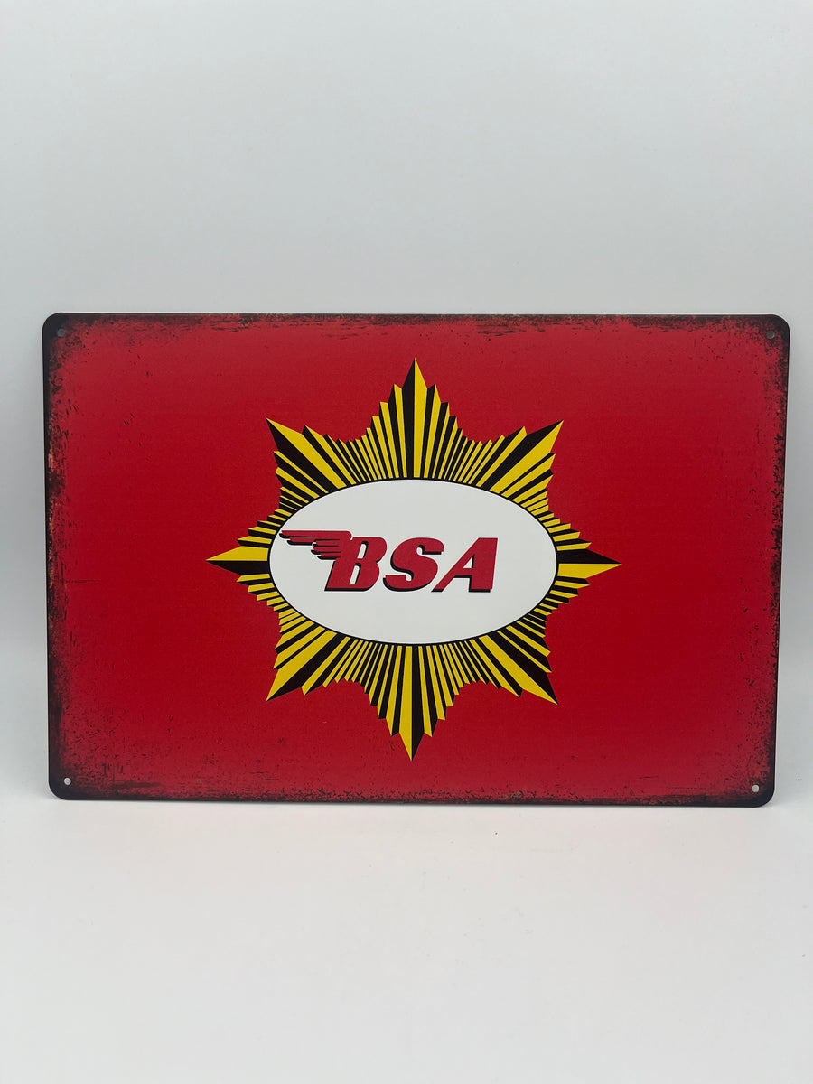 Red Bsa Lettering BSA Logo, Metal Sign – Dreamcycle Motorcycle Museum