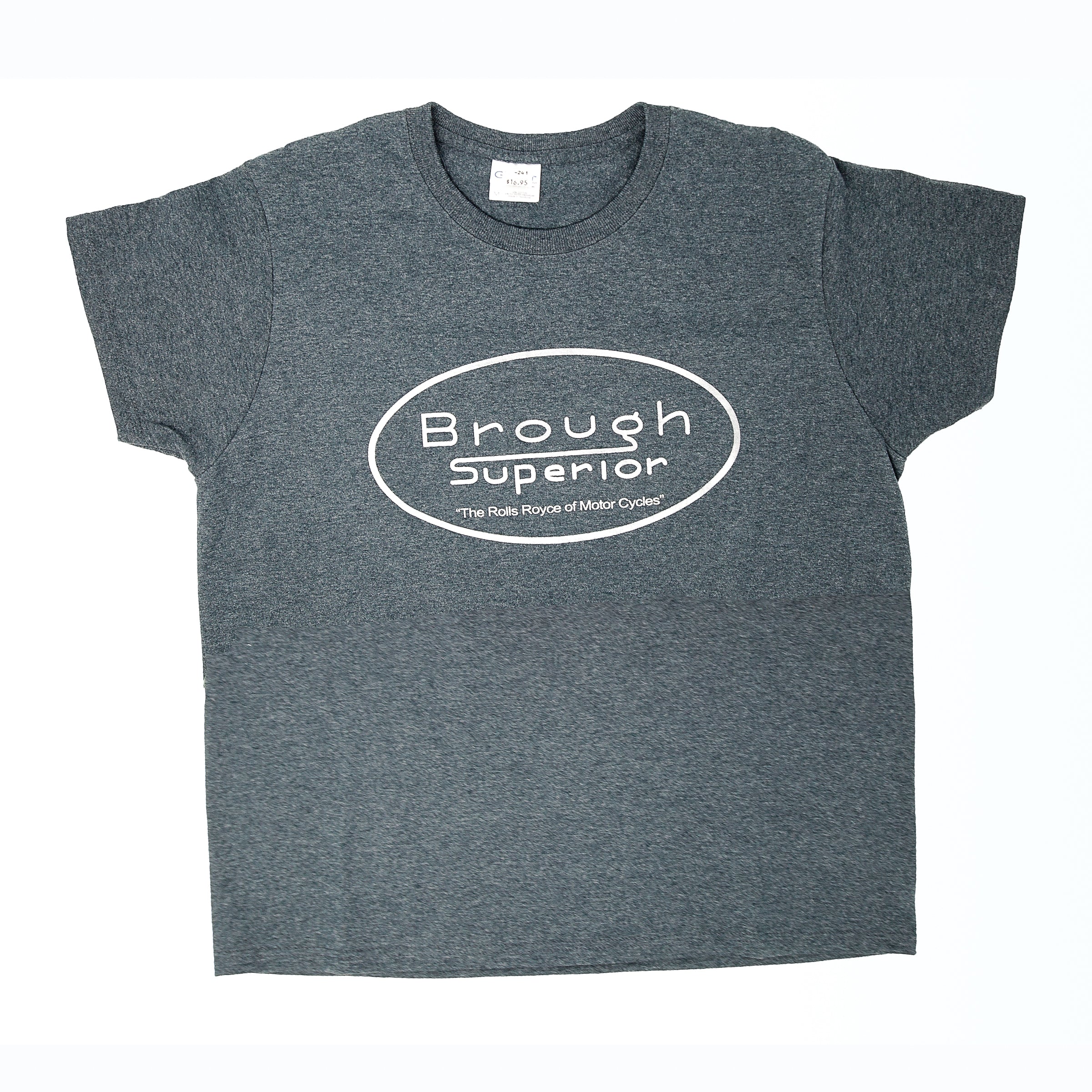 Dreamcycle Motorcycle Museum |  "Brough Superior" Tshirt on white background. 