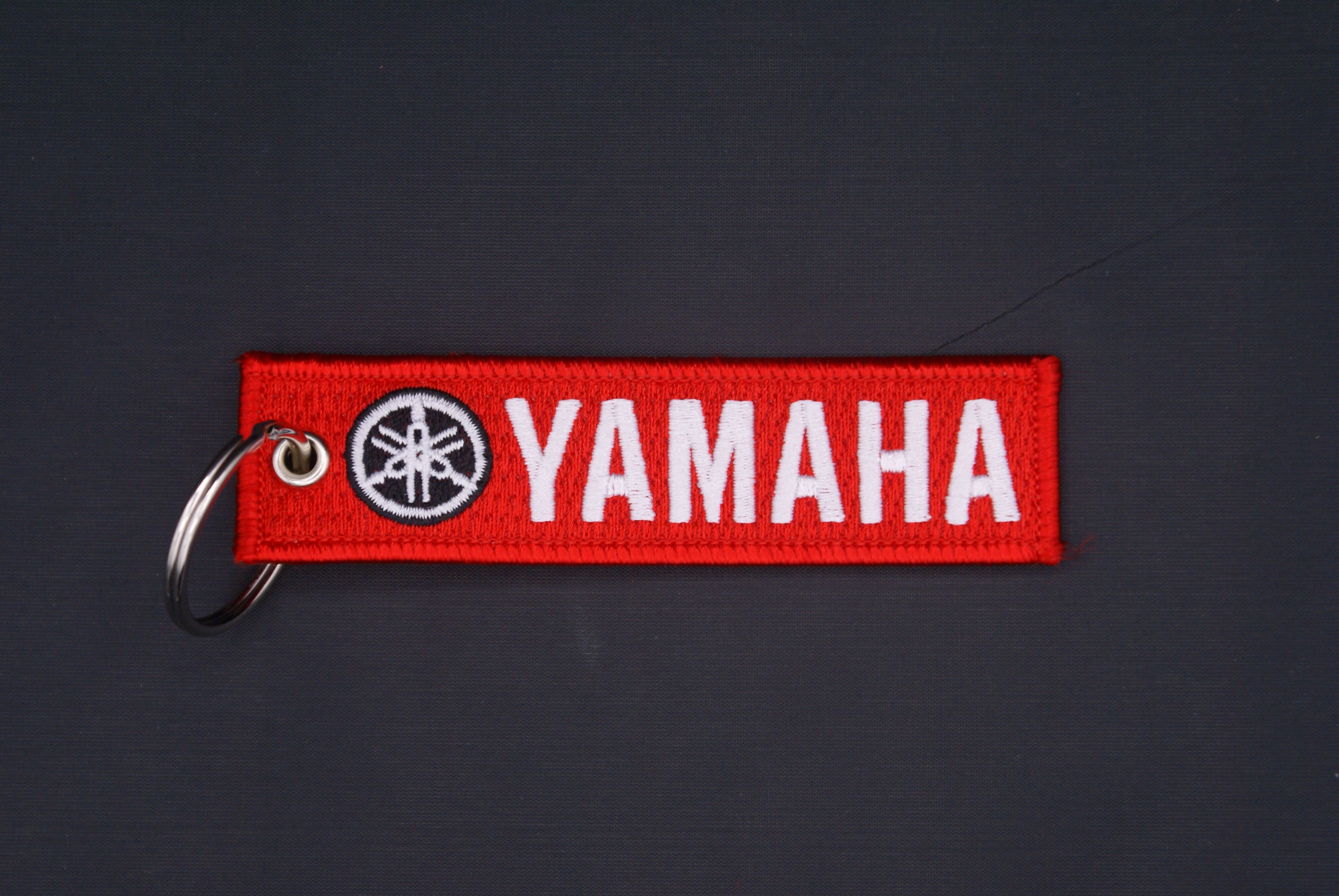 Custom Text Yamaha Keychain - Embroidered Motorcycle Key Ring Holder With Your Name