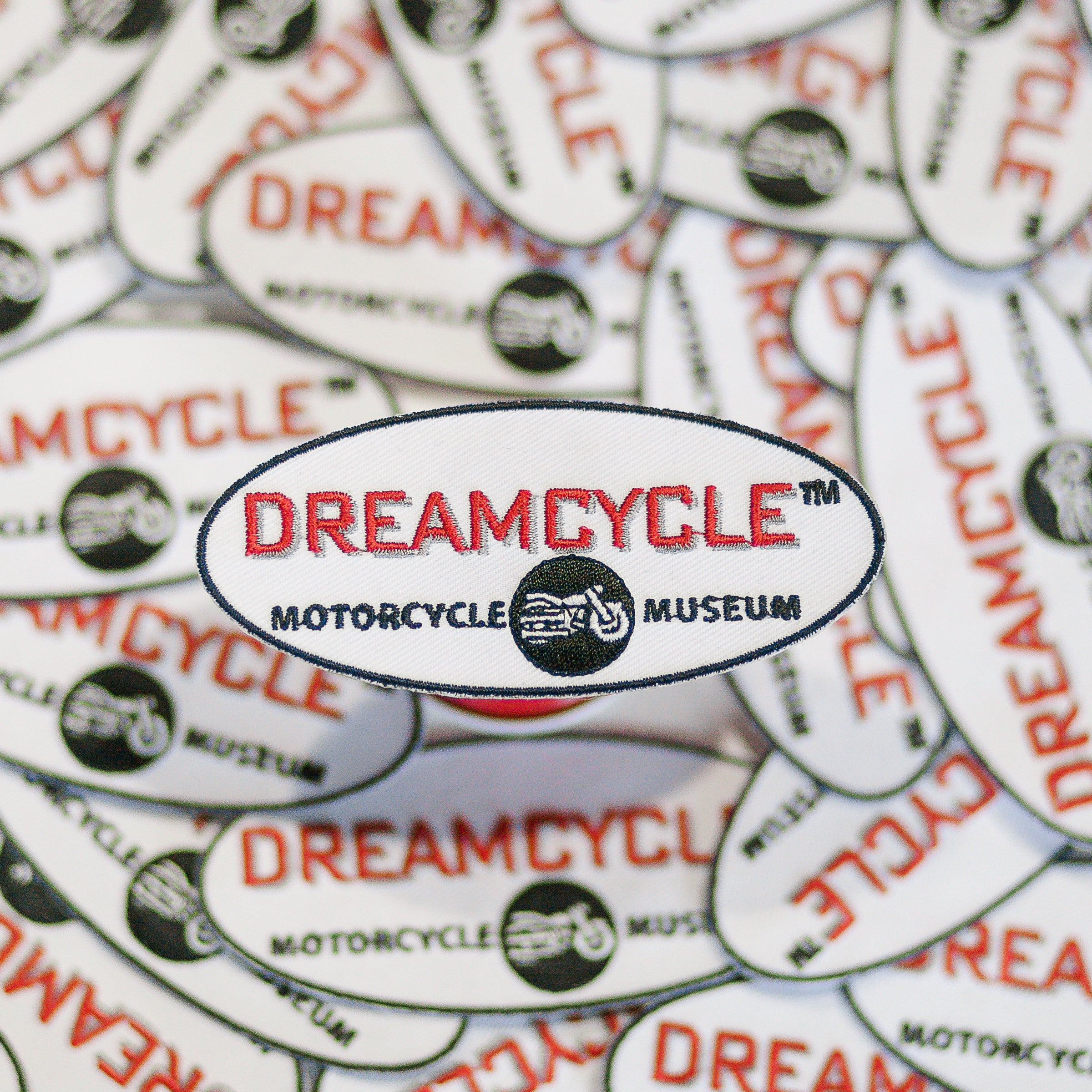 Dreamcycle Motorcycle Museum |  Dreamcycle Patch surrounded by other patches.