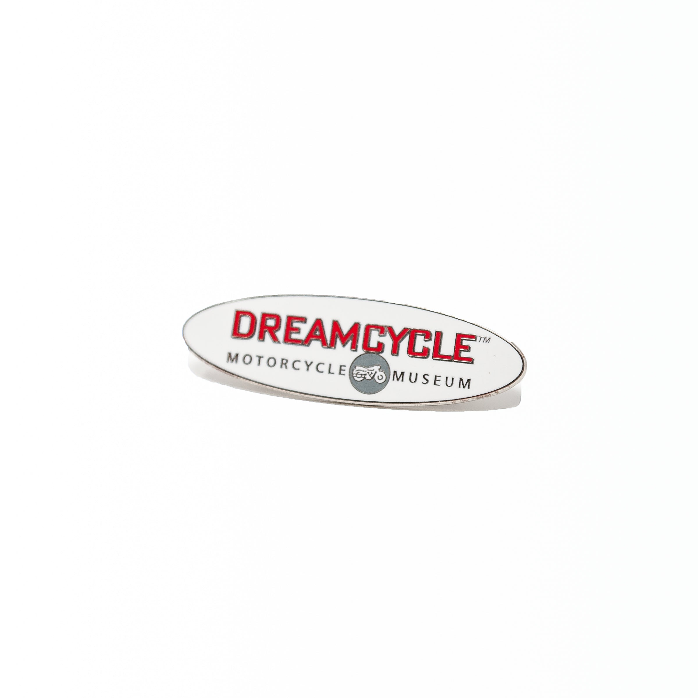 Dreamcycle Motorcycle Museum |  Dreamcycle Pin on white background.