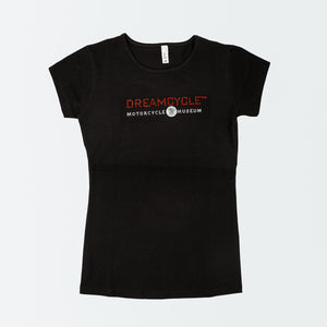Dreamcycle Motorcycle Museum |  Womens dreamcycle tshirt on white background. 