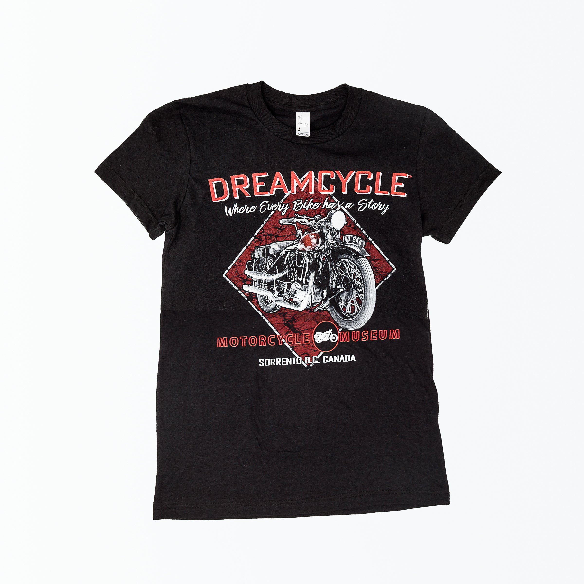 Dreamcycle Motorcycle Museum |  "Dreamcyce" Tshirt on white background.